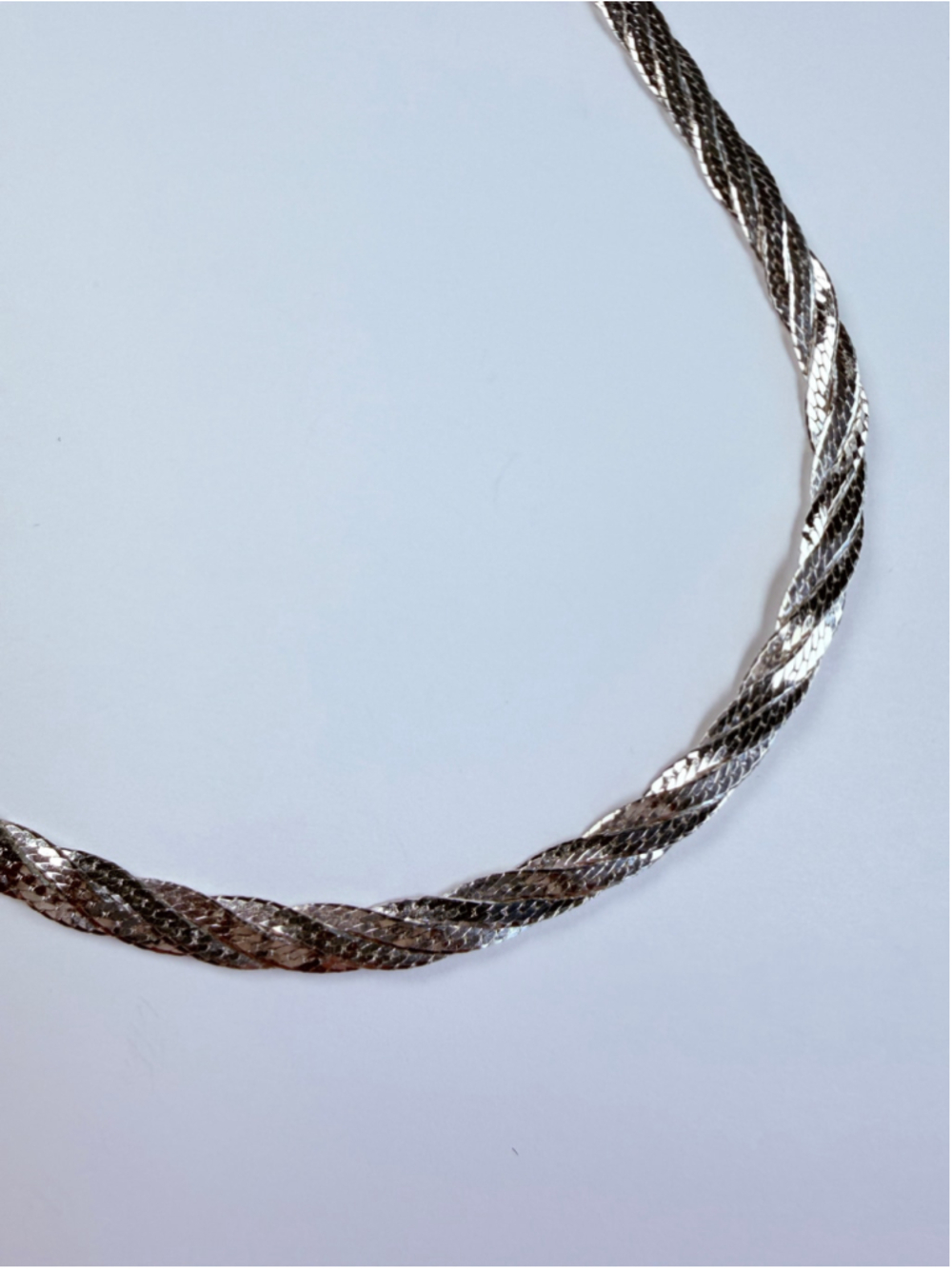 Braided Flat Four Chain Fancy Link 925 Sterling Silver 4MM Necklace Mexico 23.5"